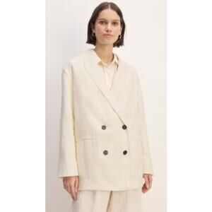Everlane SZ 2 The Linen Double Breasted Blazer Bone European Flax NWT